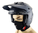 Stealth Fighter Open Face Motorcycle Helmet Removable Chin Bar & Drop Down Sun Visor Matt Black