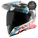 Axor X-Cross Motorcycle Helmet Dual Sport Adventure Crash Helmet White/Red Sun Visor ECE22.06 - Free Pinlock & Smoked Visor