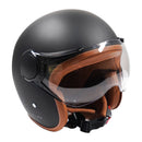 Axor Jet Open Face Motorcycle Scooter Helmet Matt Black With Brown Liner