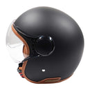 Axor Jet Open Face Motorcycle Scooter Helmet Matt Black With Brown Liner