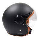 Axor Jet Open Face Motorcycle Scooter Helmet Matt Black With Brown Liner