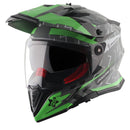 Axor X-Cross Motorcycle Helmet Dual Sport Adventure Crash Helmet Grey/Green Sun Visor ECE22.06 - Free Pinlock & Smoked Visor