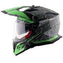 Axor X-Cross Motorcycle Helmet Dual Sport Adventure Crash Helmet Grey/Green Sun Visor ECE22.06 - Free Pinlock & Smoked Visor