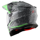 Axor X-Cross Motorcycle Helmet Dual Sport Adventure Crash Helmet Grey/Green Sun Visor ECE22.06 - Free Pinlock & Smoked Visor