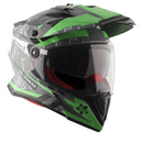 Axor X-Cross Motorcycle Helmet Dual Sport Adventure Crash Helmet Grey/Green Sun Visor ECE22.06 - Free Pinlock & Smoked Visor