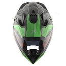 Axor X-Cross Motorcycle Helmet Dual Sport Adventure Crash Helmet Grey/Green Sun Visor ECE22.06 - Free Pinlock & Smoked Visor