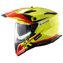 Axor X-Cross Motorcycle Helmet Dual Sport Adventure Crash Helmet Neon Yellow/Red Sun Visor ECE22.06 - Free Pinlock & Smoked Visor