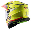 Axor X-Cross Motorcycle Helmet Dual Sport Adventure Crash Helmet Neon Yellow/Red Sun Visor ECE22.06 - Free Pinlock & Smoked Visor