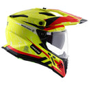 Axor X-Cross Motorcycle Helmet Dual Sport Adventure Crash Helmet Neon Yellow/Red Sun Visor ECE22.06 - Free Pinlock & Smoked Visor