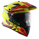 Axor X-Cross Motorcycle Helmet Dual Sport Adventure Crash Helmet Neon Yellow/Red Sun Visor ECE22.06 - Free Pinlock & Smoked Visor