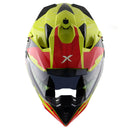 Axor X-Cross Motorcycle Helmet Dual Sport Adventure Crash Helmet Neon Yellow/Red Sun Visor ECE22.06 - Free Pinlock & Smoked Visor