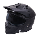 Stealth Fighter Open Face Motorcycle Helmet Removable Chin Bar & Drop Down Sun Visor Matt Black