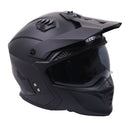 Stealth Fighter Open Face Motorcycle Helmet Removable Chin Bar & Drop Down Sun Visor Matt Black