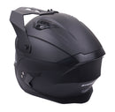 Stealth Fighter Open Face Motorcycle Helmet Removable Chin Bar & Drop Down Sun Visor Matt Black