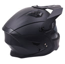 Stealth Fighter Open Face Motorcycle Helmet Removable Chin Bar & Drop Down Sun Visor Matt Black