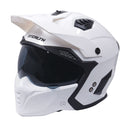 Stealth Fighter Open Face Motorcycle Helmet Removable Chin Bar & Drop Down Sun Visor Gloss White