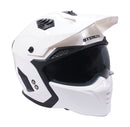Stealth Fighter Open Face Motorcycle Helmet Removable Chin Bar & Drop Down Sun Visor Gloss White