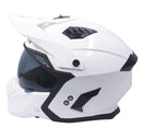Stealth Fighter Open Face Motorcycle Helmet Removable Chin Bar & Drop Down Sun Visor Gloss White