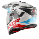 Axor X-Cross Motorcycle Helmet Dual Sport Adventure Crash Helmet White/Red Sun Visor ECE22.06 - Free Pinlock & Smoked Visor