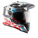 Axor X-Cross Motorcycle Helmet Dual Sport Adventure Crash Helmet White/Red Sun Visor ECE22.06 - Free Pinlock & Smoked Visor