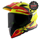 Axor X-Cross Motorcycle Helmet Dual Sport Adventure Crash Helmet Neon Yellow/Red Sun Visor ECE22.06 - Free Pinlock & Smoked Visor