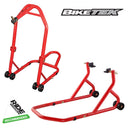 BikeTek Rear Paddock Stand and Front Headlift Stand Set - Red