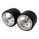 Universal Twin Round Dominator Headlight Matt Black Bottom Mount E-Marked Halogen-Bulb H4 12V 60/55W