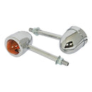 Bike It Extra Long Stem Mini Custom Indicators With Chrome Body And Amber Lens