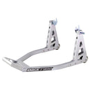 BikeTek Heavy Duty Motorcycle Rear Paddock Stand Lightweight Aluminium Pro Box Stand Sliver With Bobbin Hooks