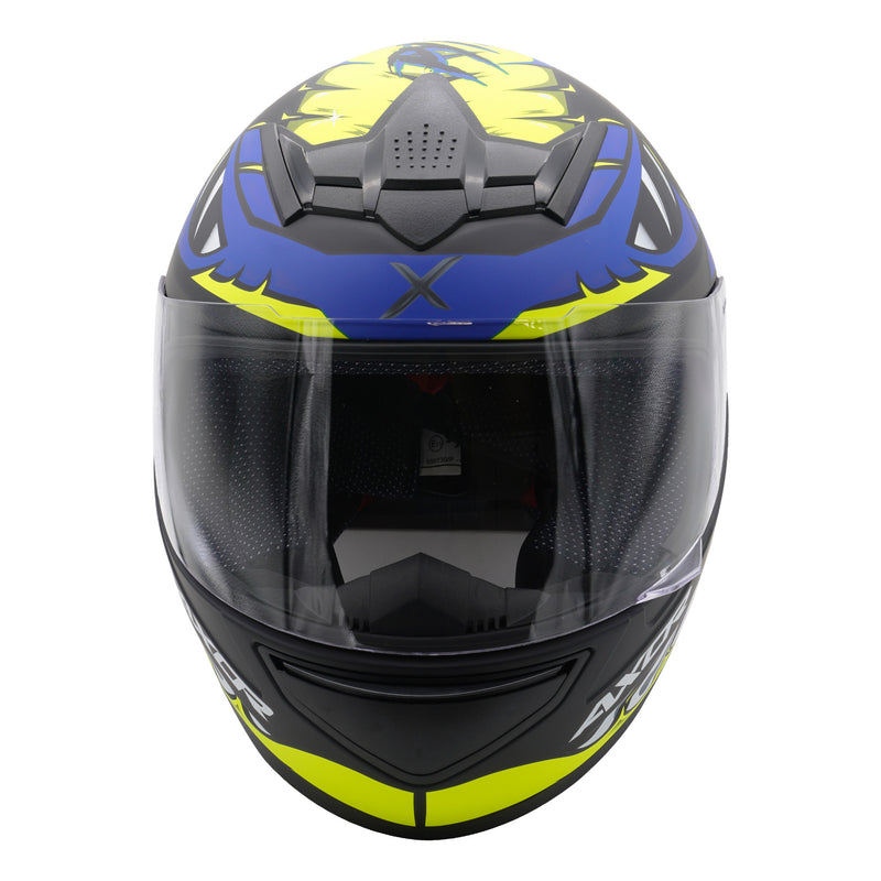 Axor Rage Python Full Face Helmet Blue Yellow Black Matt