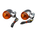 Bike It Motorcycle Custom Chrome Indicators Round Clamp Type With Amber Lens