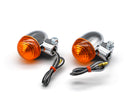 Bike It Motorcycle Custom Chrome Indicators Round Clamp Type With Amber Lens