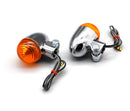 Bike It Motorcycle Custom Chrome Indicators Round Clamp Type With Amber Lens