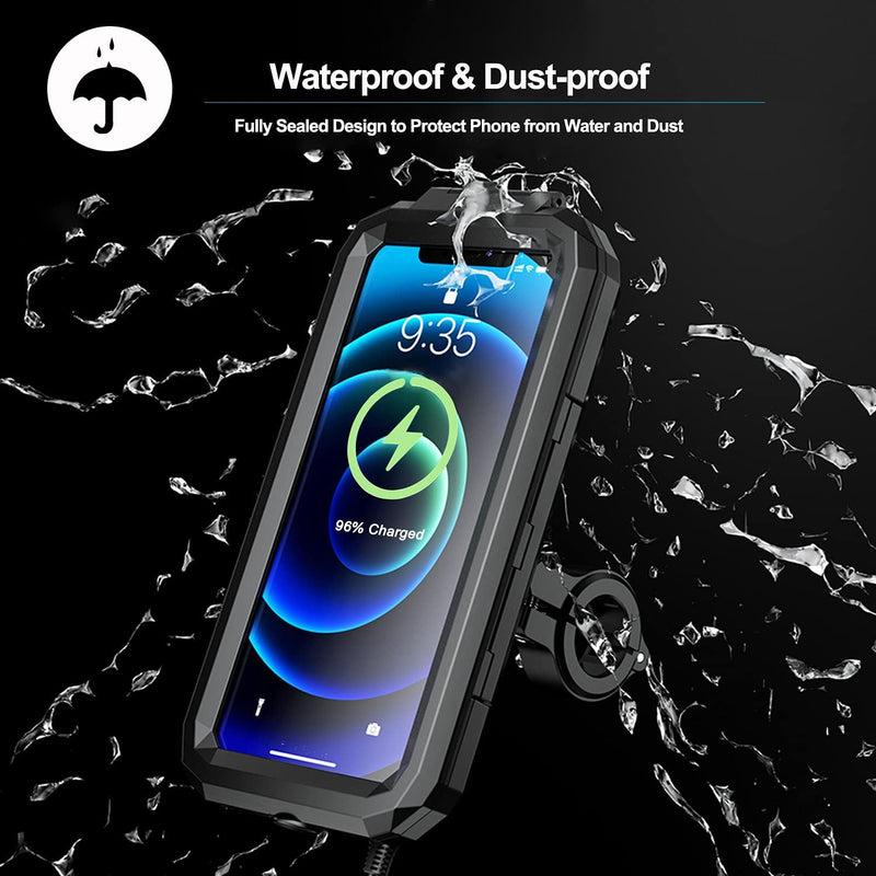 Bike It Waterproof Motorcycle Phone Case With Wireless/USB-C Charger IP67 Waterproof Handlebar Mobile Phone Holder Quick Charge for 5.5"-7" Phones