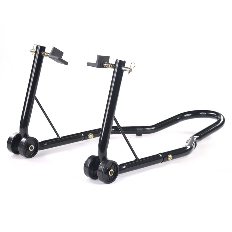 Motorcycle Front & Rear Paddock Stand Set - Black