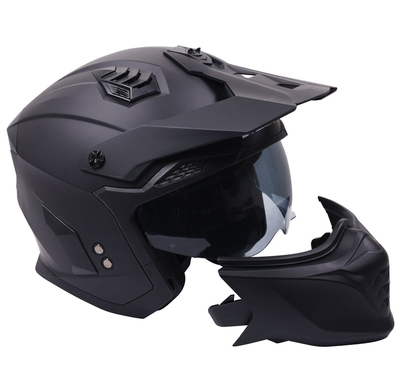full face motorcycle helmet with removable chin guard Stealth Fighter Open Face Motorcycle Helmet Removable Chin Bar & Drop – Biker Parts Direct Ltd