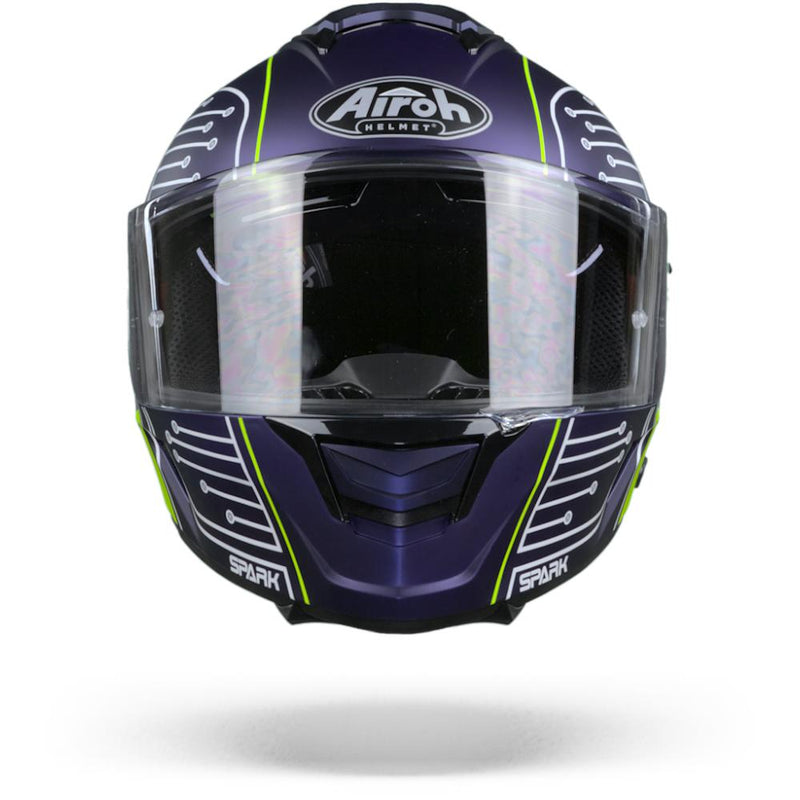 Airoh Spark Motorcycle Helmet Full Face - Fluro Yellow / Blue Circuit Matt