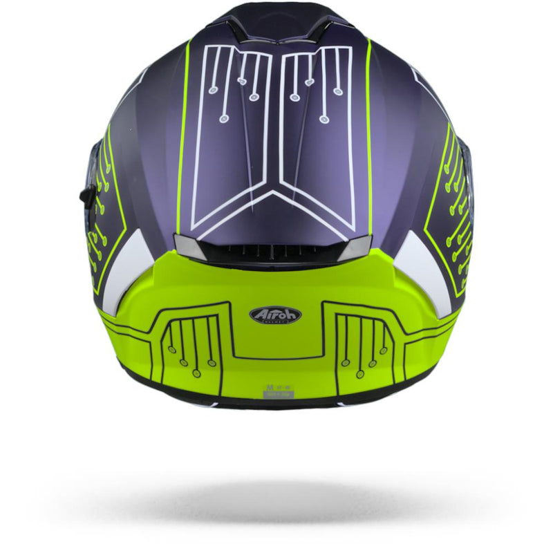 Airoh Spark Motorcycle Helmet Full Face - Fluro Yellow / Blue Circuit Matt
