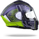 Airoh Spark Motorcycle Helmet Full Face - Fluro Yellow / Blue Circuit Matt