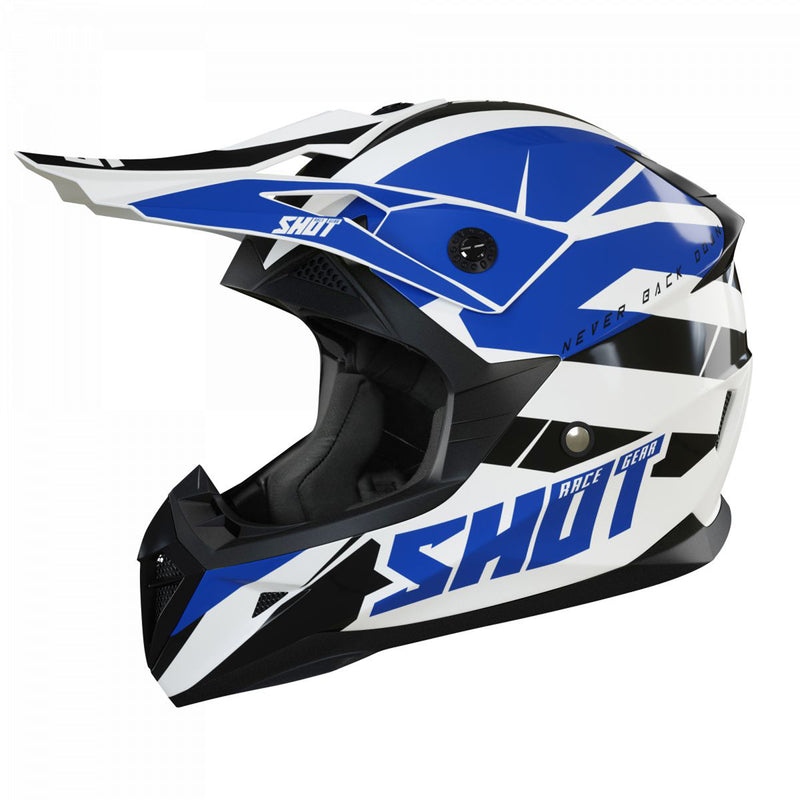 Shot Pulse Adults MX Helmet Revenge White Blue Black Gloss