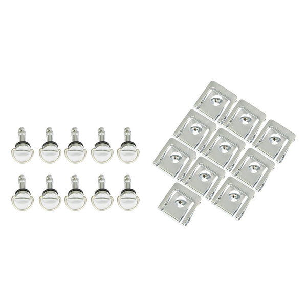 Bike It Silver Quick Release Fairing Fasteners Slip-On 14mm Pack Of 10