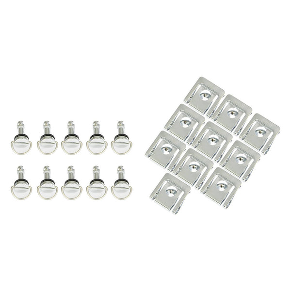 Bike It Silver Quick Release Fairing Fasteners Slip-On  19mm Pack Of 10