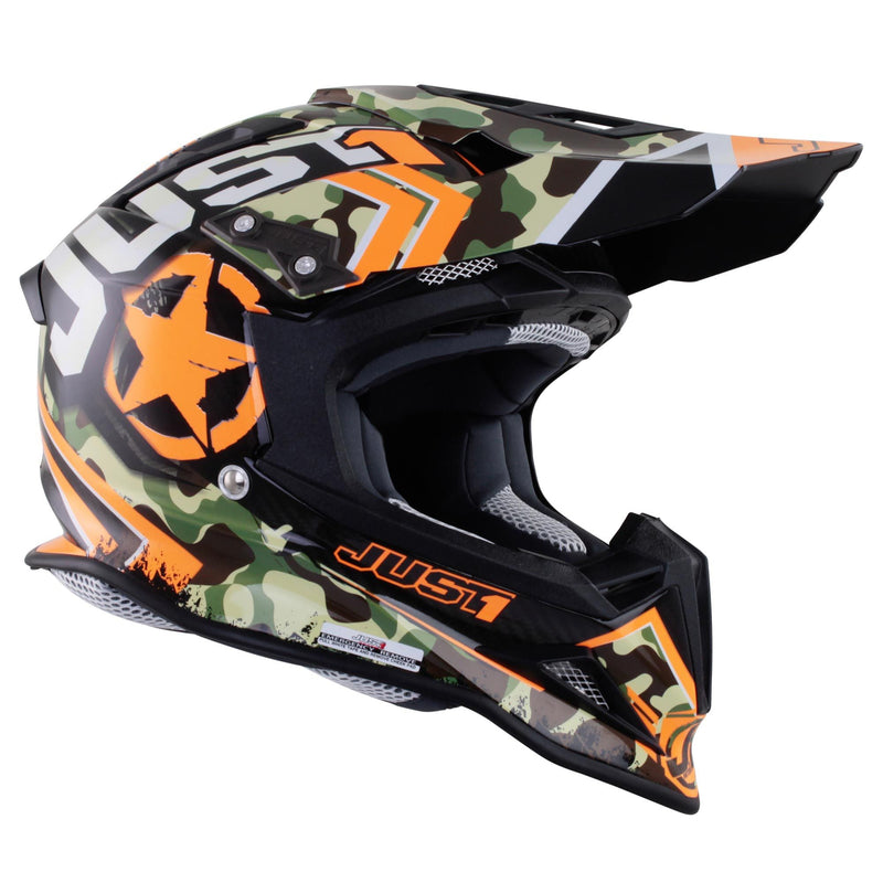 Just1 J12 Carbon Adults MX Helmet Kombat Orange