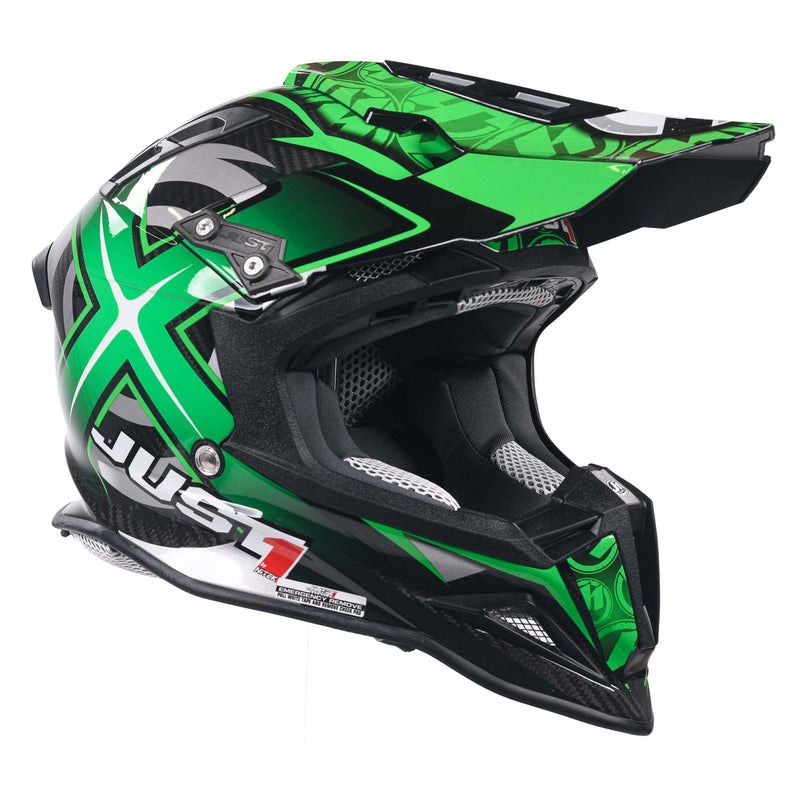 Just1 J12 Carbon Adults MX Helmet Mister X Carbon Green