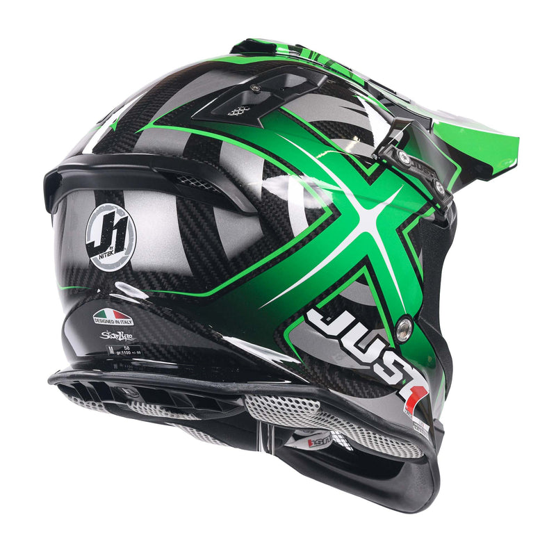 Just1 J12 Carbon Adults MX Helmet Mister X Carbon Green