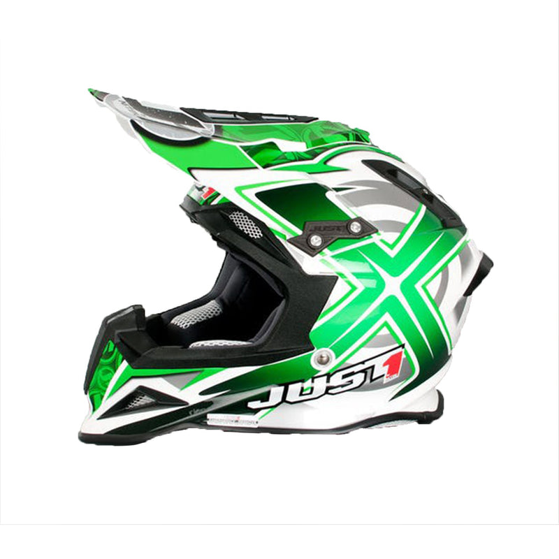 Just1 J12 Mister X Carbon Adults MX Helmet Green