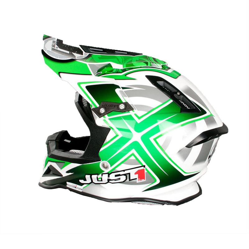 Just1 J12 Mister X Carbon Adults MX Helmet Green