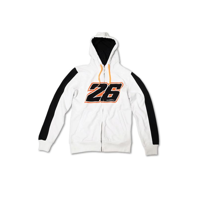 Pedrosa 26 White Mens Zip Fleece Hoodie