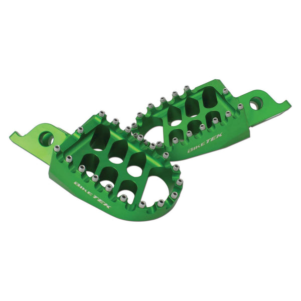 BikeTek MX Forged Wide Platform Footpegs Kawasaki Green #22GN