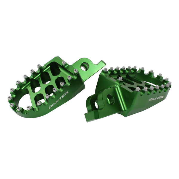 BikeTek MX Forged Wide Platform Footpegs Kawasaki Green #66GN